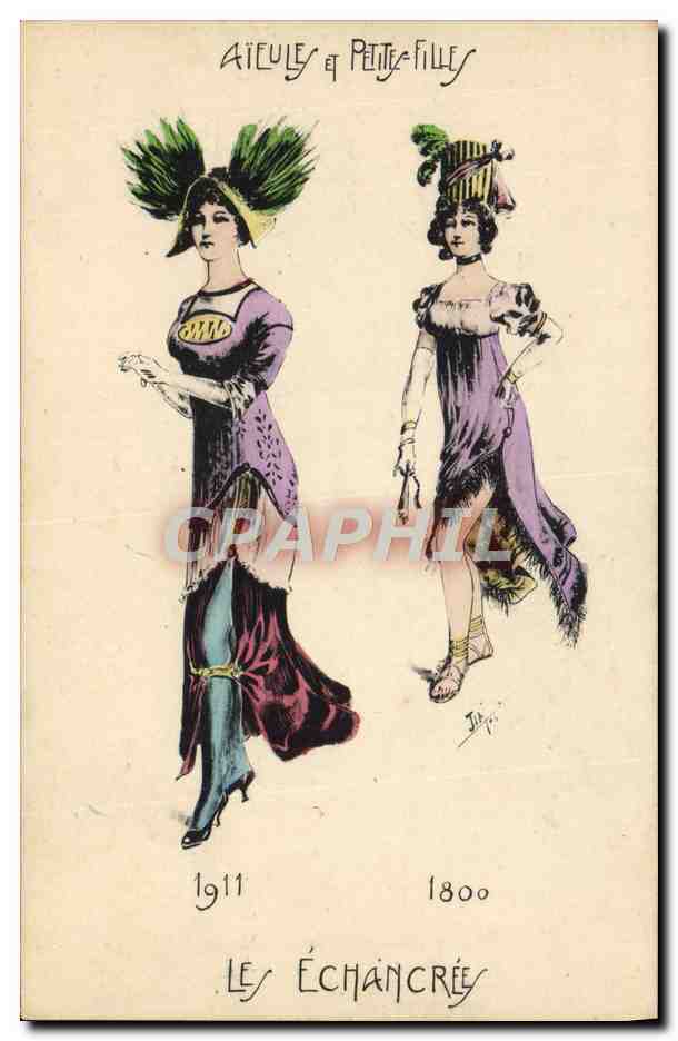 CPA Fantaisie Illustrateur Femmes Aieules et petites filles Les echancrees