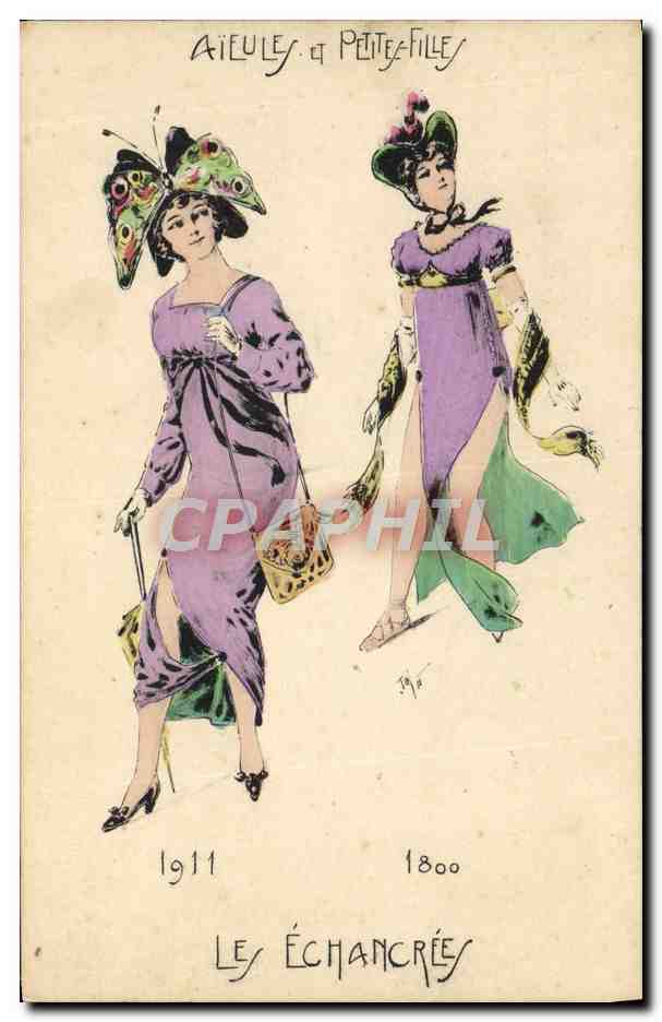 CPA Fantaisie Illustrateur Femmes Aieules et petites filles Les echancrees