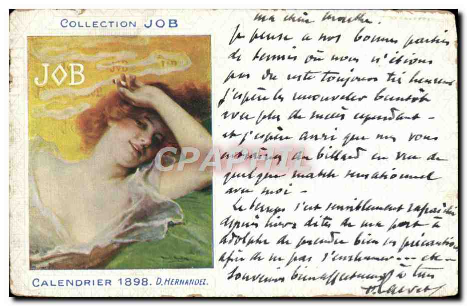 CPA Fantaisie Illustrateur Papier a cigarettes Job Calendrier 1898 Hernandez 