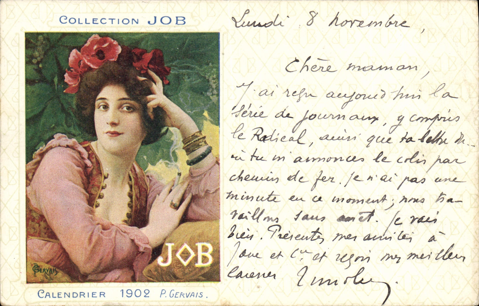 CPA Fantaisie Illustrateur Papier a cigarettes Job Calendrier 1902 Gervais
