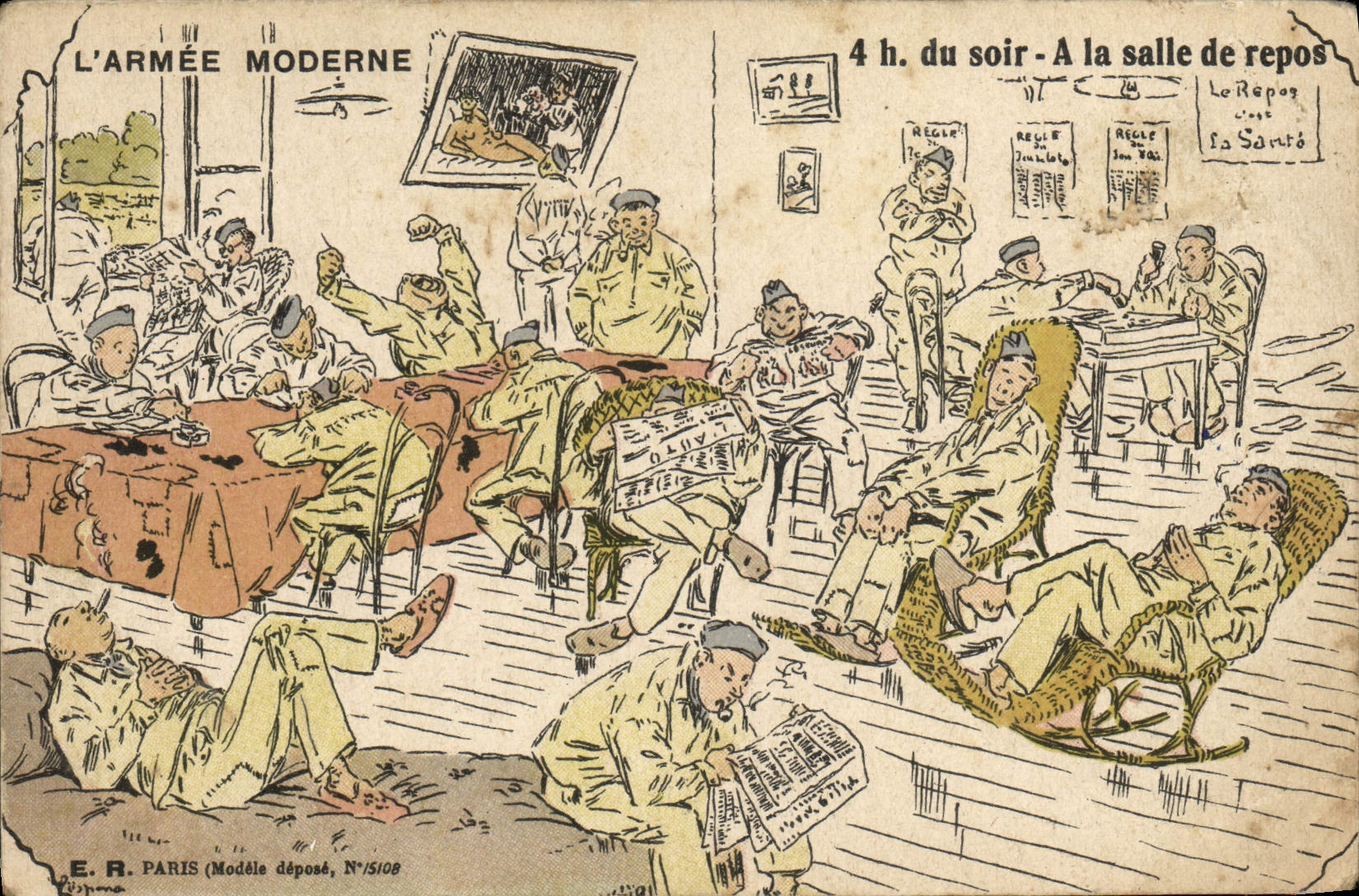 Salle de repos — 4 h. du soir — L'Armée Moderne — E.R. Paris, N°5108