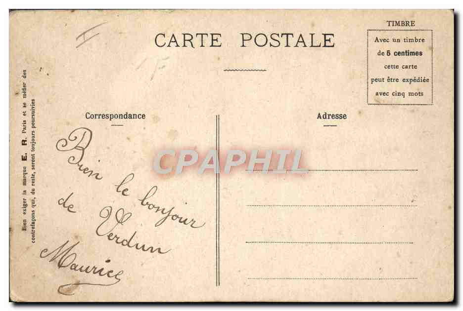 Salle de repos — 4 h. du soir — L'Armée Moderne — E.R. Paris, N°5108 — Verso