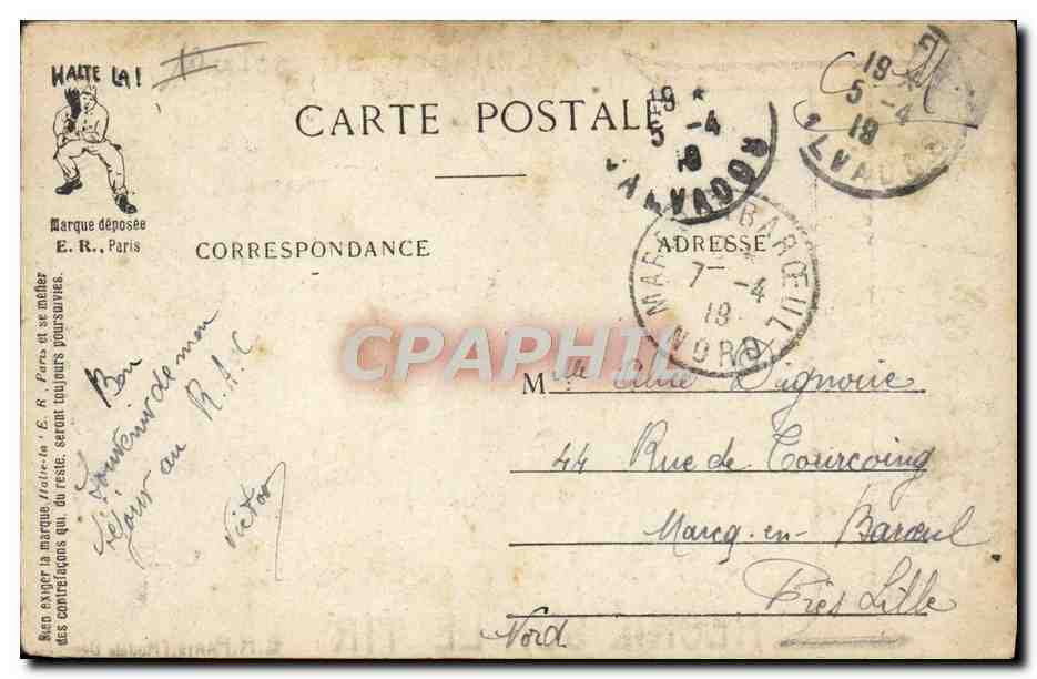L'ALPHABET DU SOLDAT — T pour HÉORIE SUR LE TIR — E.R. PARIS (Modèle Dignones) — Reverso