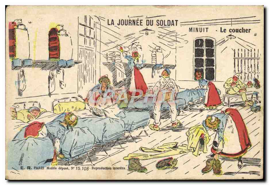 La Journée du Soldat — Minuit - Le coucher — E.R. Paris, N° 15.108