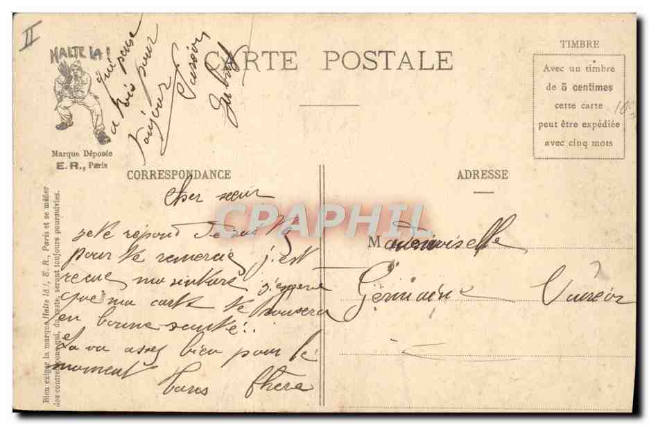 CPA Militaria Les reves d'un soldat — Rückseite