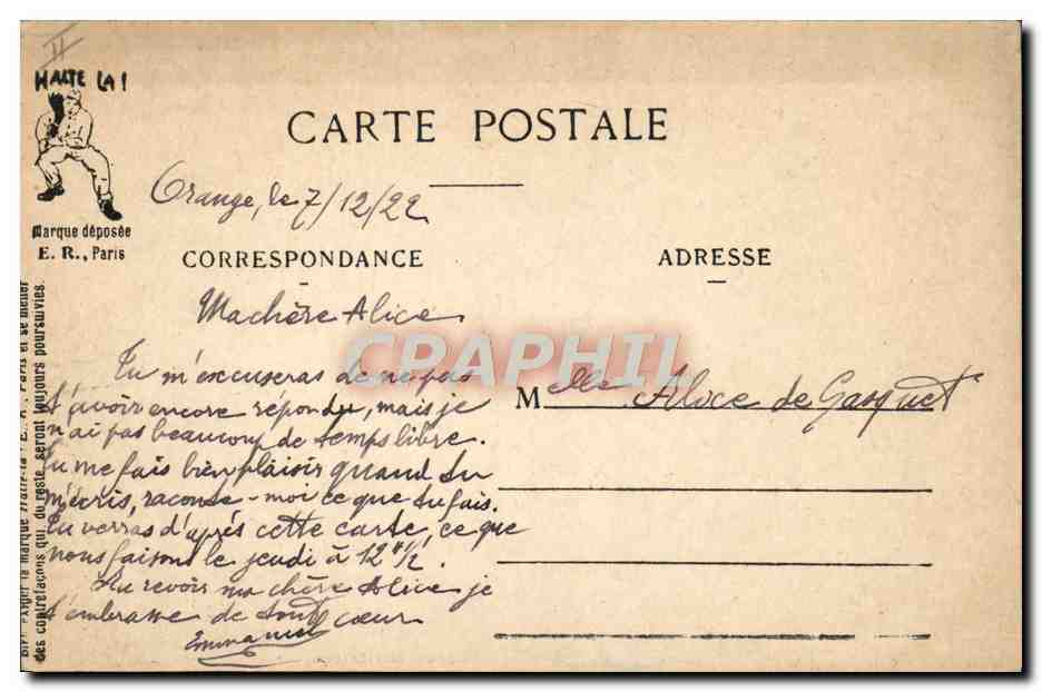 Au battage des couvertures — Scènes Militaires — E.R. Paris, Modèle déposé n° 679 — Reverso