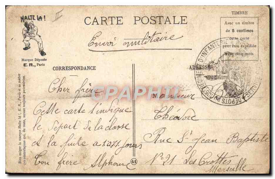 L'Échelle de la Classe — caricature militaire — E.R., Paris, Modèle déposé n°18 — Verso