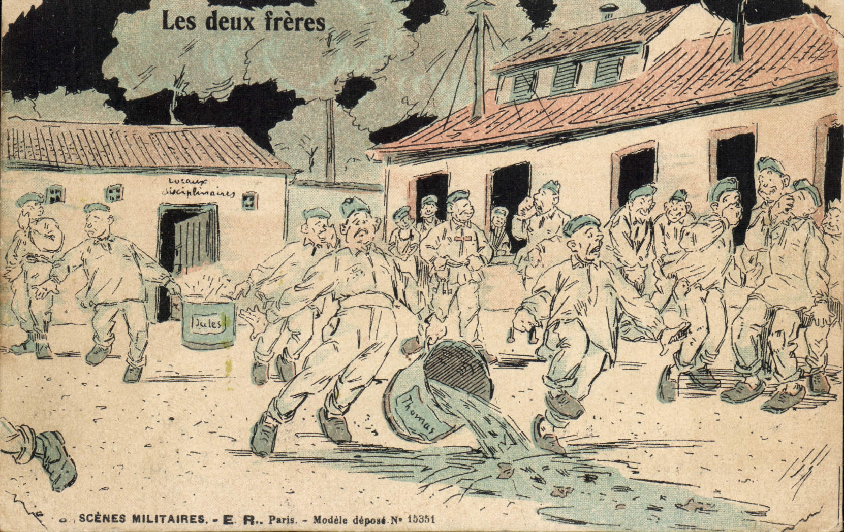 Les deux frères — Scènes militaires — E.R. Paris, Modèle déposé N° 15351