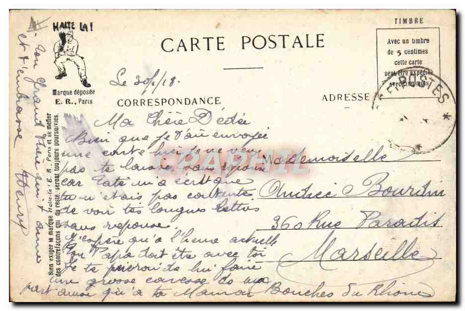 La Vie Militaire — Aux Grandes Manœuvres, La défense de la Pièce — E.R. Paris, Modèle déposé n° 14877 — Reverso