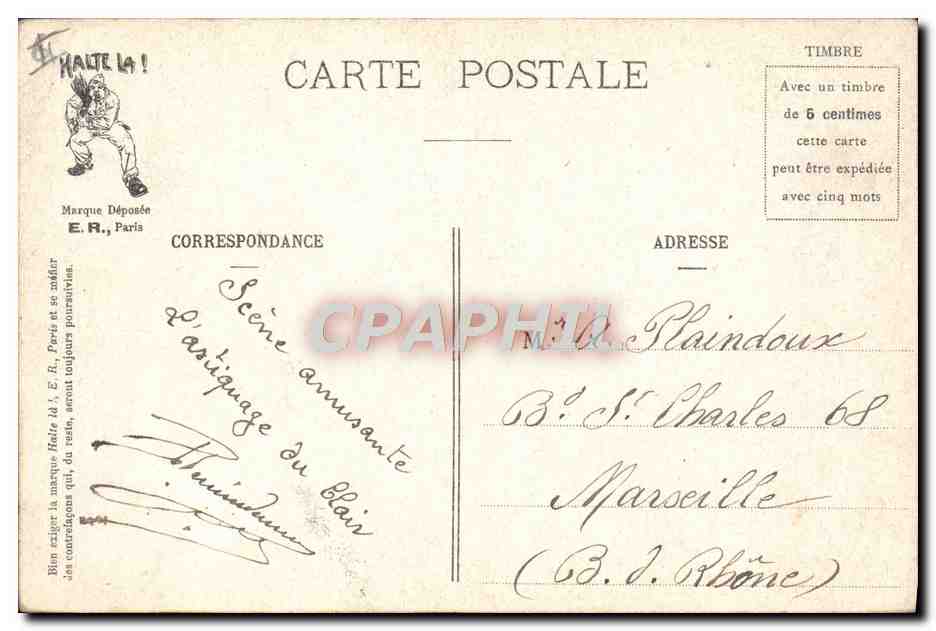 Scènes militaires — Une bonne farce — E.R., Paris, Modèle déposé n° 15351 — Reverso