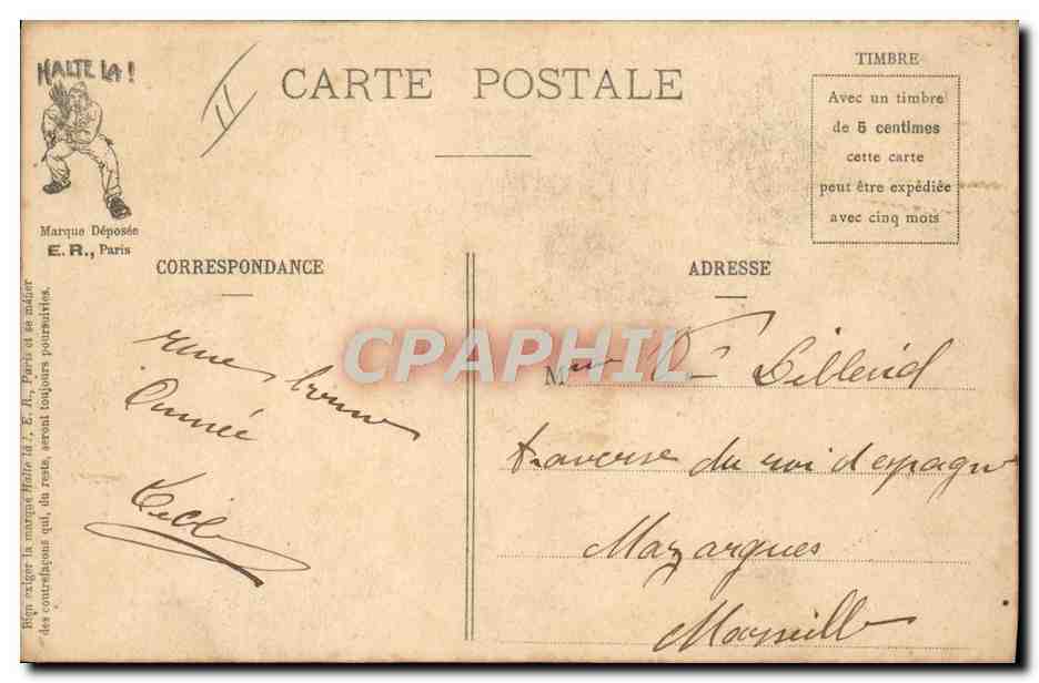 Soldaten im Dienst — Er denkt an den nächsten Abgang der Klasse — E.R., Paris, Impr. de la République Française — Rückseite