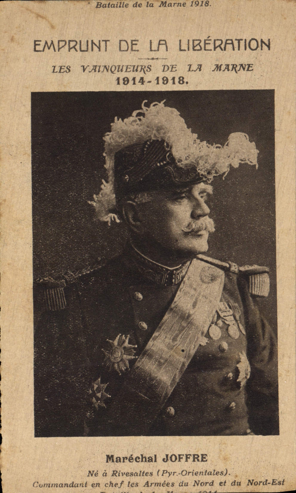 CPA Militaria Emprunt de la liberation Marechal Joffre Vainqueurs de la Marne 