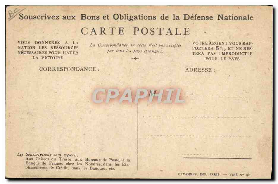 CPA Militaria Bons de la Defense Nationale  — Rückseite