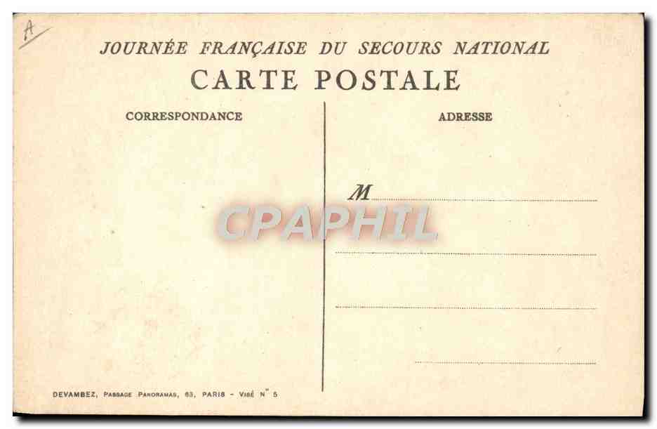 CPA Militaria Secours National — Rückseite