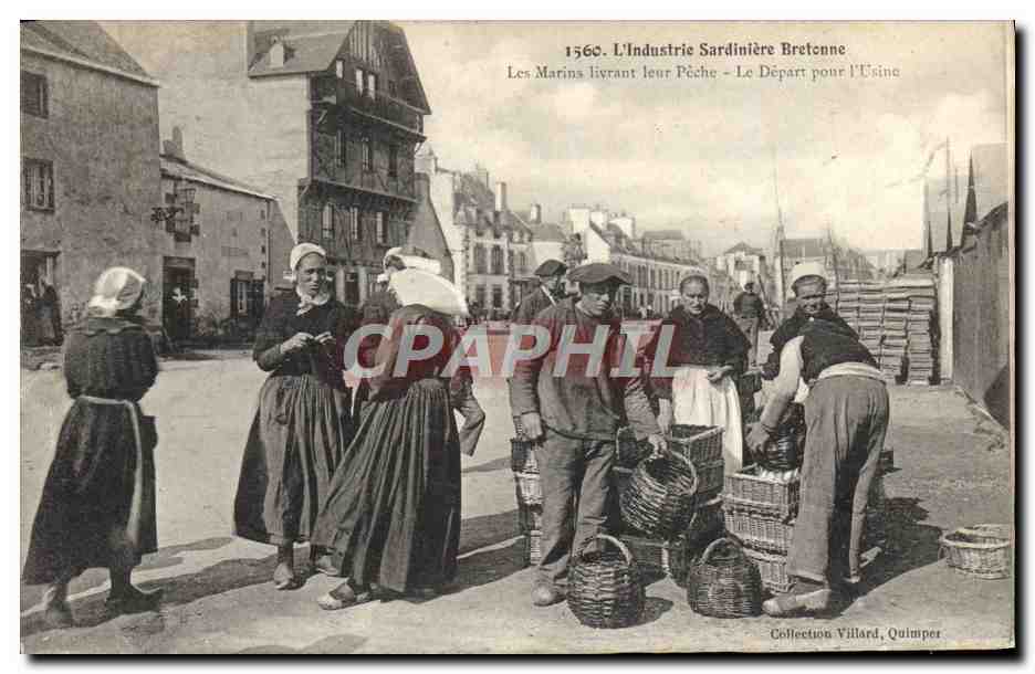 Les Marins livrant leur Pêche - Le Départ pour l'Usine — L'Industrie Sardinière Bretonne, Collection Villard, Quimper