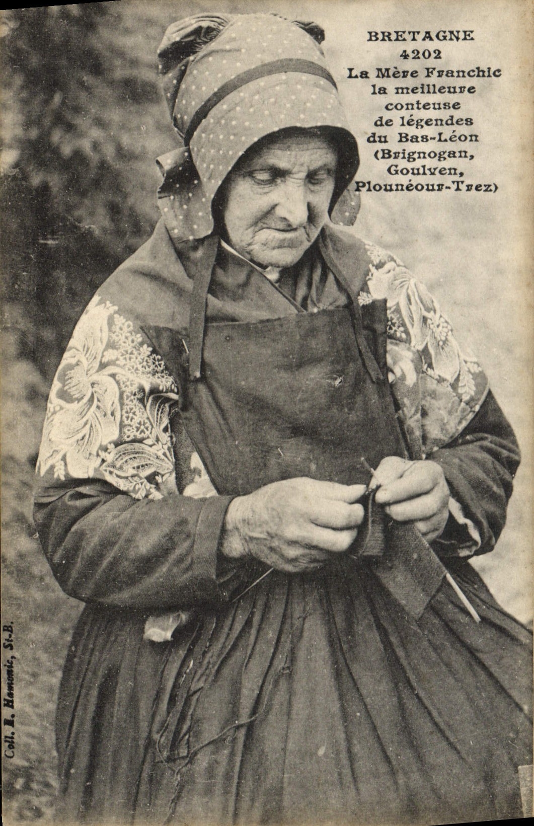 Bretagne — La Mère Franchic, de beste verhaler van legendes van het Bas-Léon (Brignogan, Plounéour-Trez) — Coll. R. Harmonie, St-B.