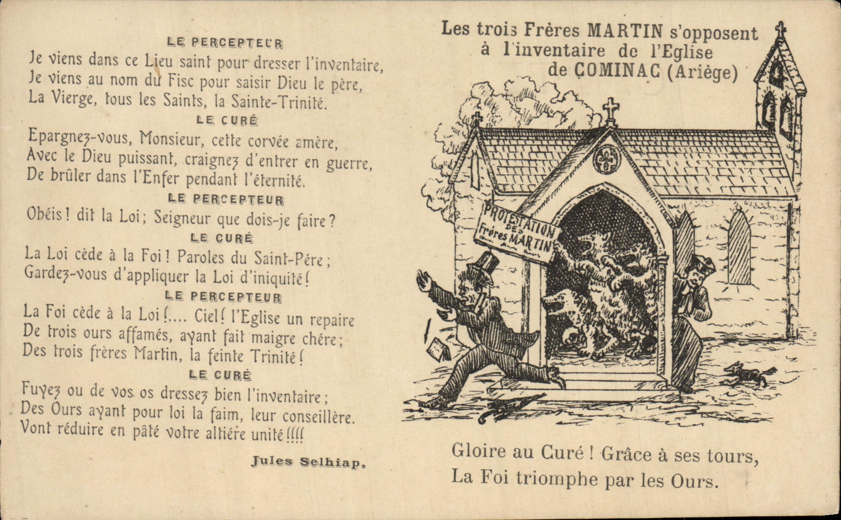 CPA Les trois freres s'opposent a l'inventaire de l'eglise de Cominac Ariege Chien