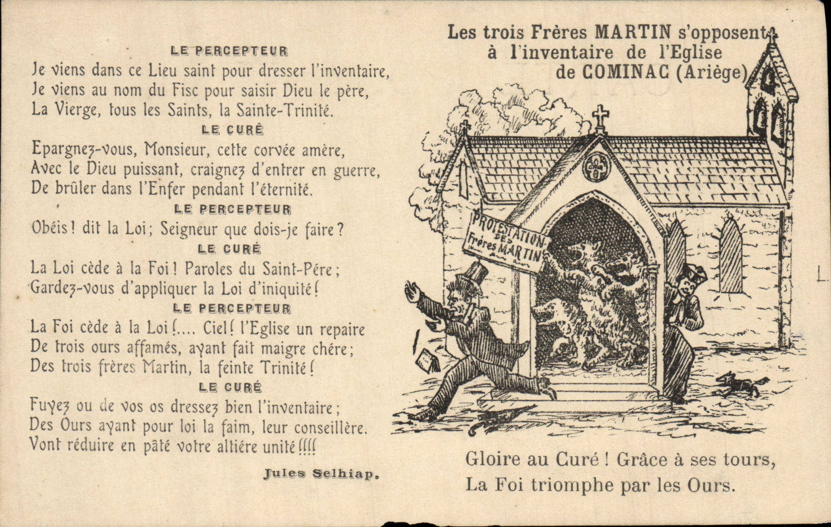 CPA Les trois freres s'opposent a l'inventaire de l'eglise de Cominac Ariege Chien