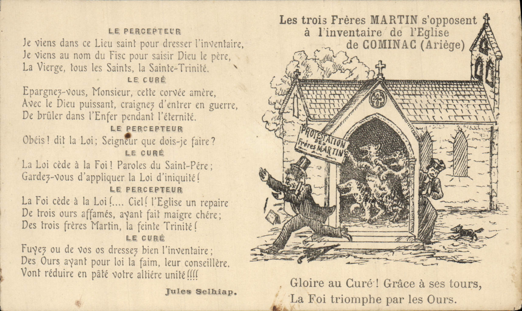 CPA Les trois freres s'opposent a l'inventaire de l'eglise de Cominac Ariege Chien
