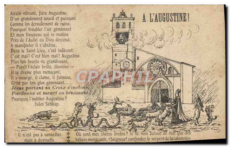 CPA A l'Augustine Chevre Chien Serpent