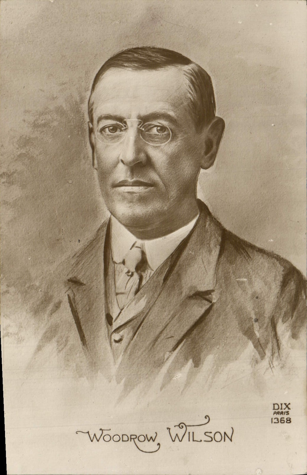 Woodrow Wilson — portrait gravé — DIX PARIS 1368