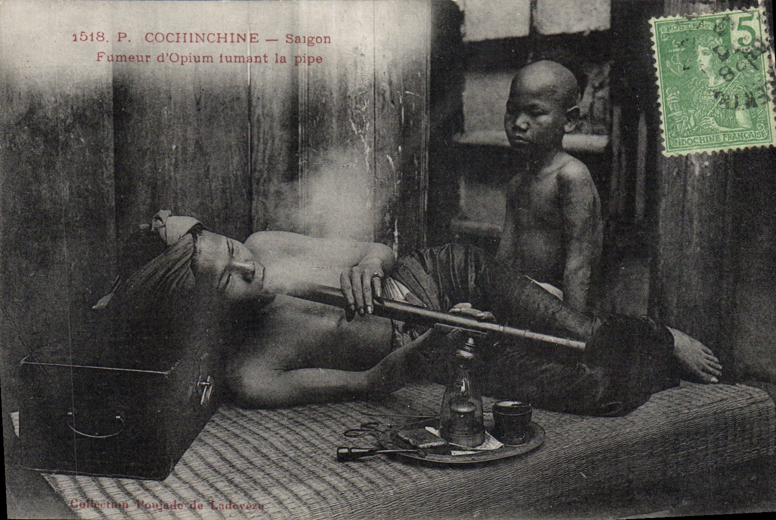 Fumeur d'Opium fumant la pipe — Cochinchine — Saigon — P. Cochinchine, n°1518