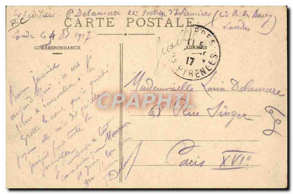 CPA Attelage du pays Lourdes Boeufs — Rückseite