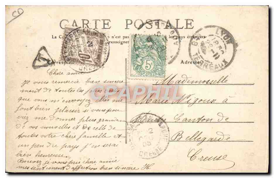 CPA Attelage Lyon Place Bellecour Voiture des chevres Chevre TOP — Verso