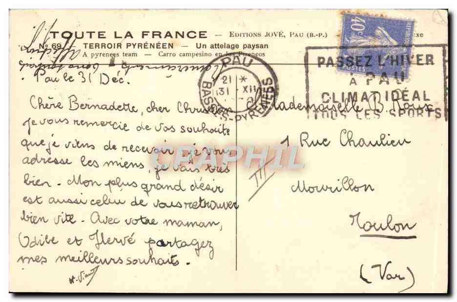 CPA Attelage paysan Boeufs — Rückseite
