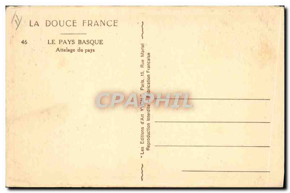 CPA Attelage du pays Pays Basque — Rückseite