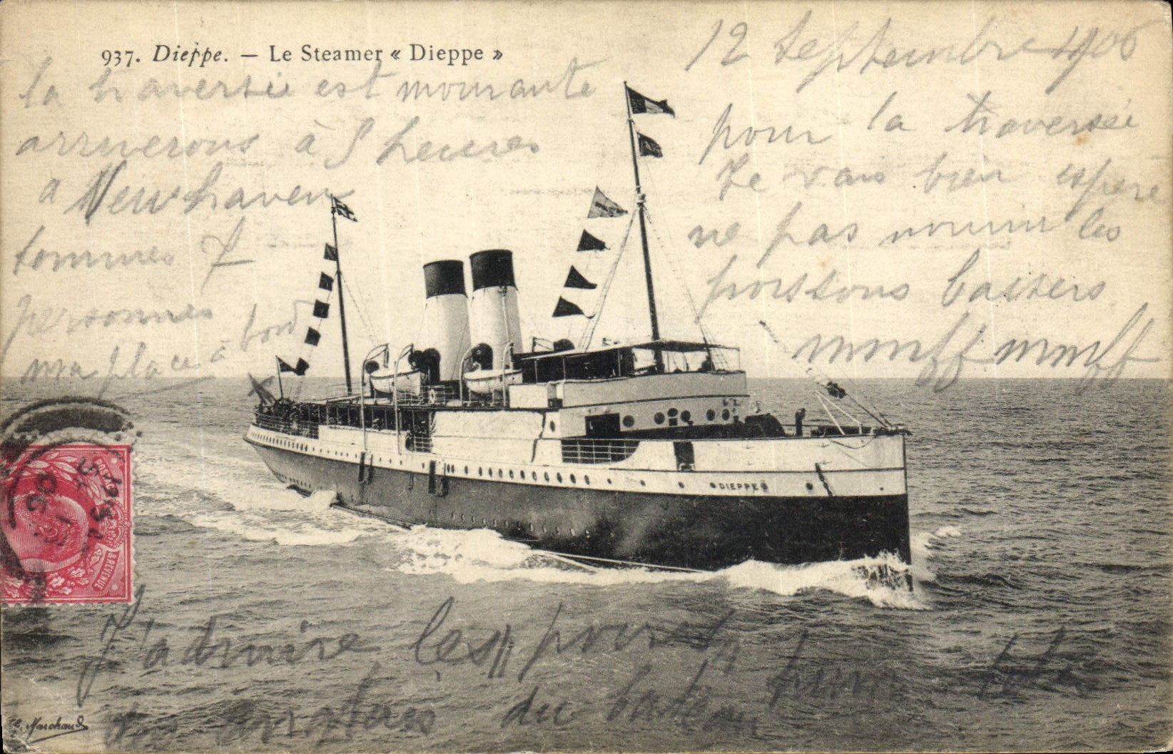 Dieppe — Le Steamer « Dieppe » — S. Jorschau & Cie, n° 937