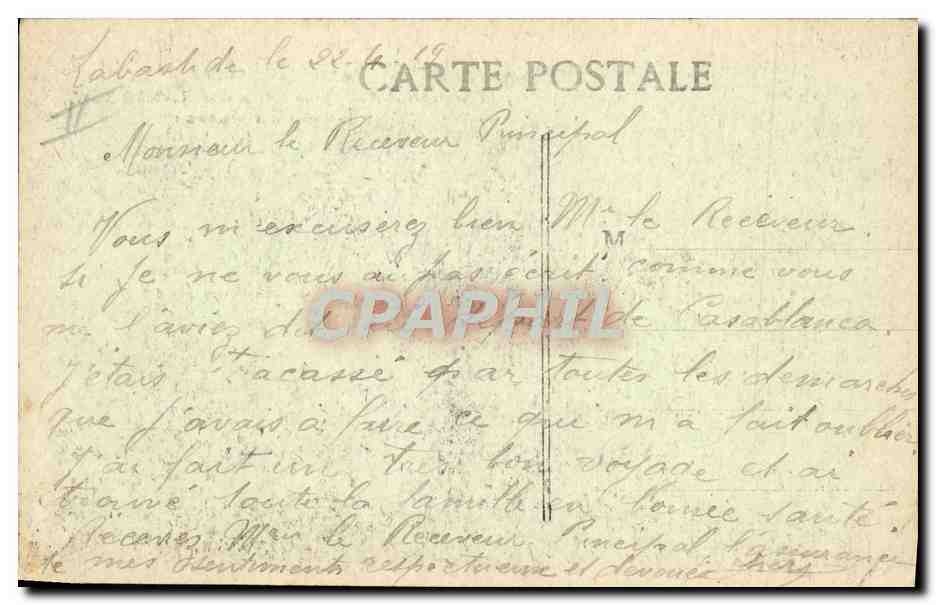 CPA Bateau Paquebot francais de la Cie Paquet Courrier du Maroc Doukkala — Verso
