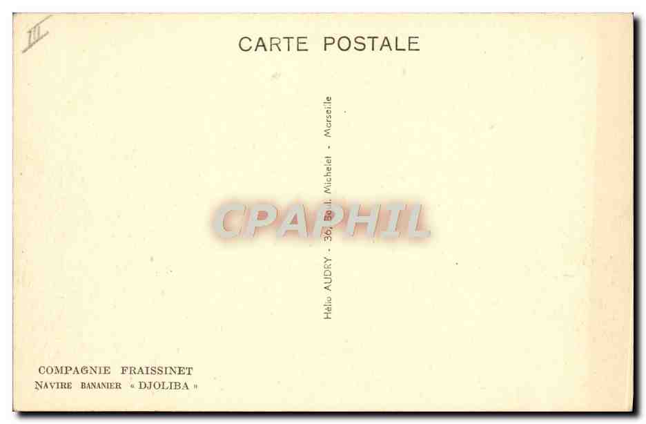 Navire bananier « Djoliba » — Compagnie Fraissinet — Marseille — Verso