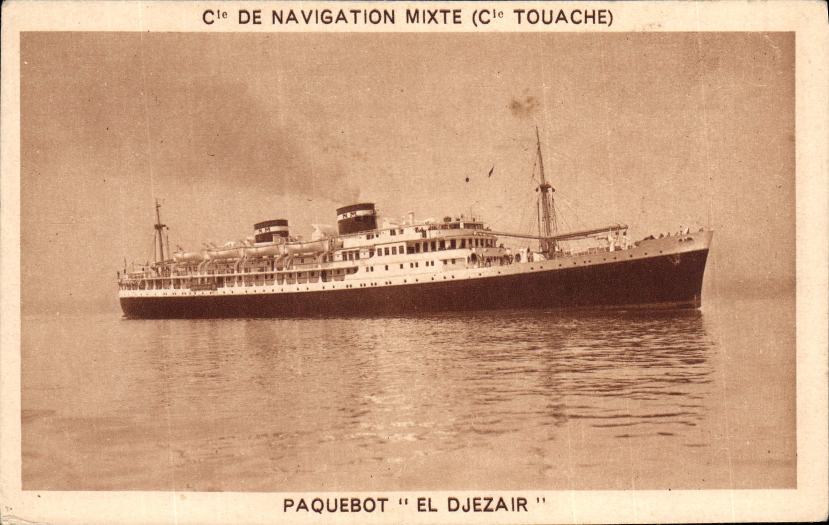 CPA Bateau Paquebot El Djezair Cie de Navigation Mixte Cie Touache 