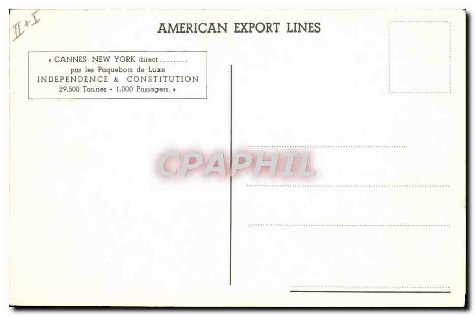 CPA Bateau Paquebot Independence — Verso