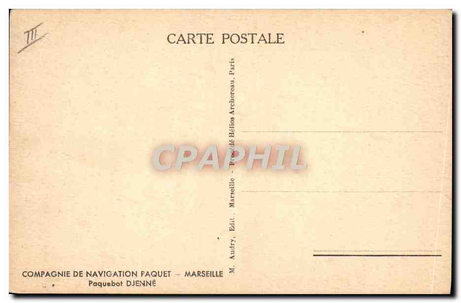 Paquebot Djenné — Compagnie de Navigation Paquet — Marseille, Édit. Audry — Reverso
