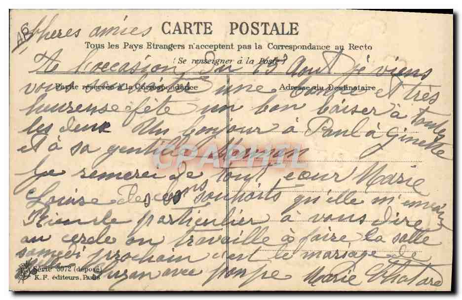 CPA Fantaisie Prenom Marie — Rückseite