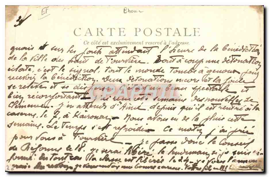 Voiture aux chèvres, Place Bellecour — Lyon — éditeur inconnu, n° de série 7193 — Verso