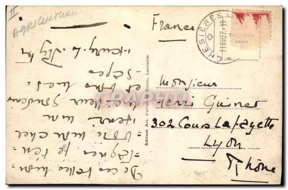 Paysanne avec vache et chèvre — Paysanne de Chézery — Édition Art. Ferro & Müller, Lausanne — Reverso