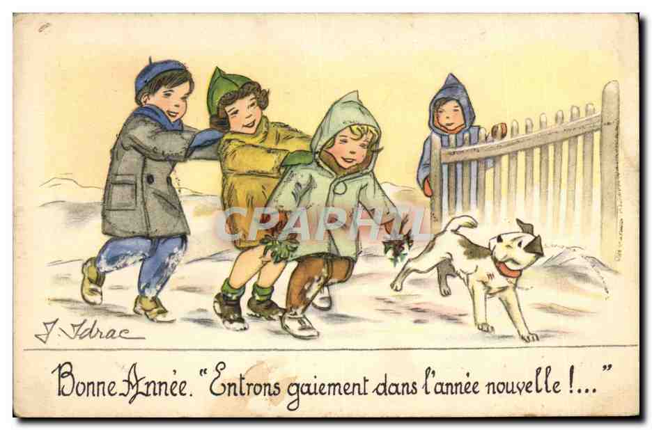 CPA Fantaisie Illustrateur Enfants Idrac Chien 