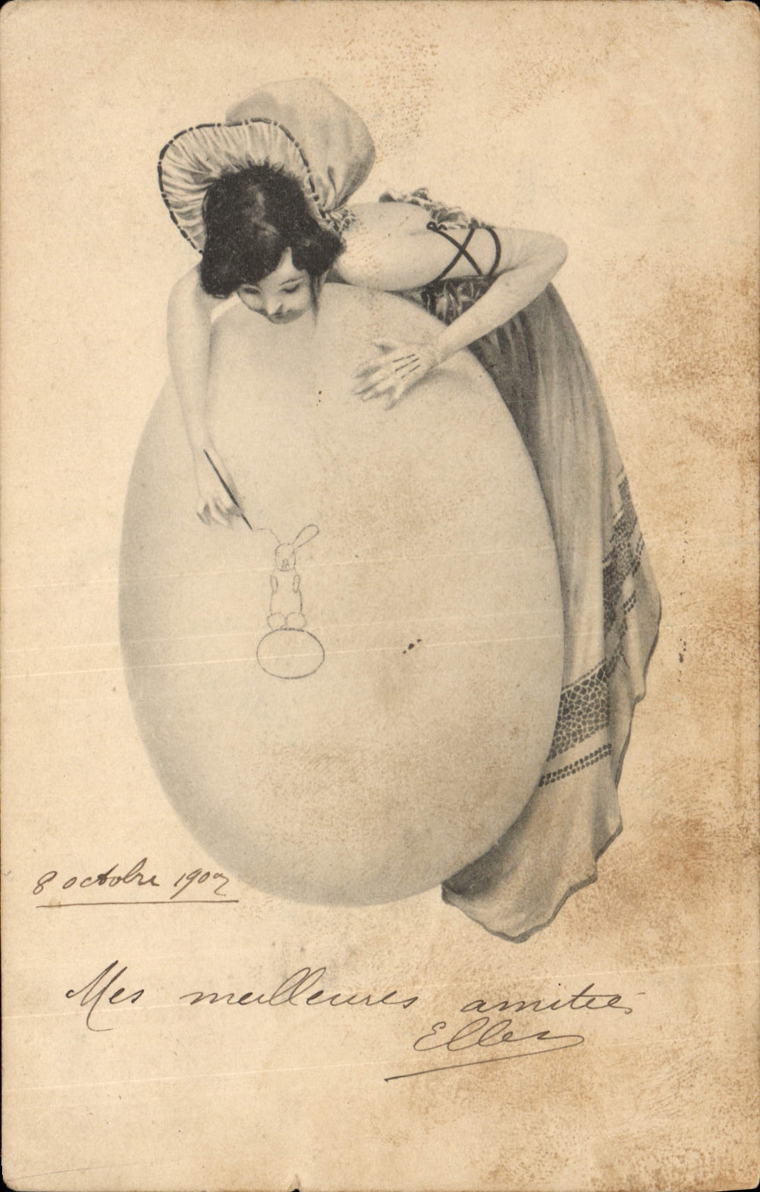 CPA Fantaisie Illustrateur Raphael Kirchner Femme Oeuf 