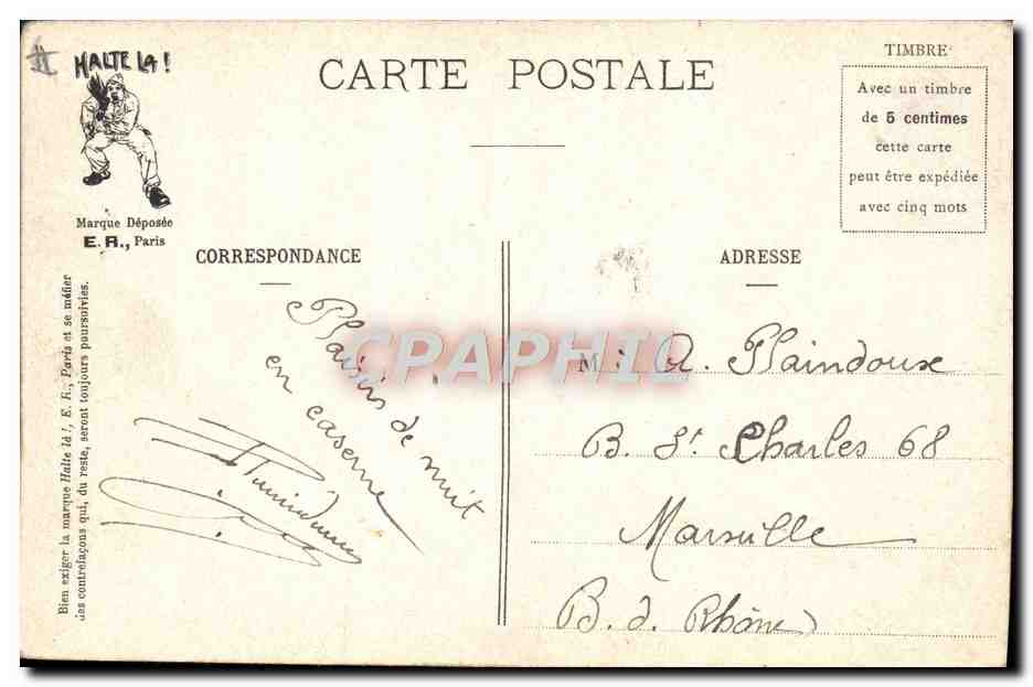 Un sale tour — Scènes militaires — E.R. Paris, N° 078 — Verso