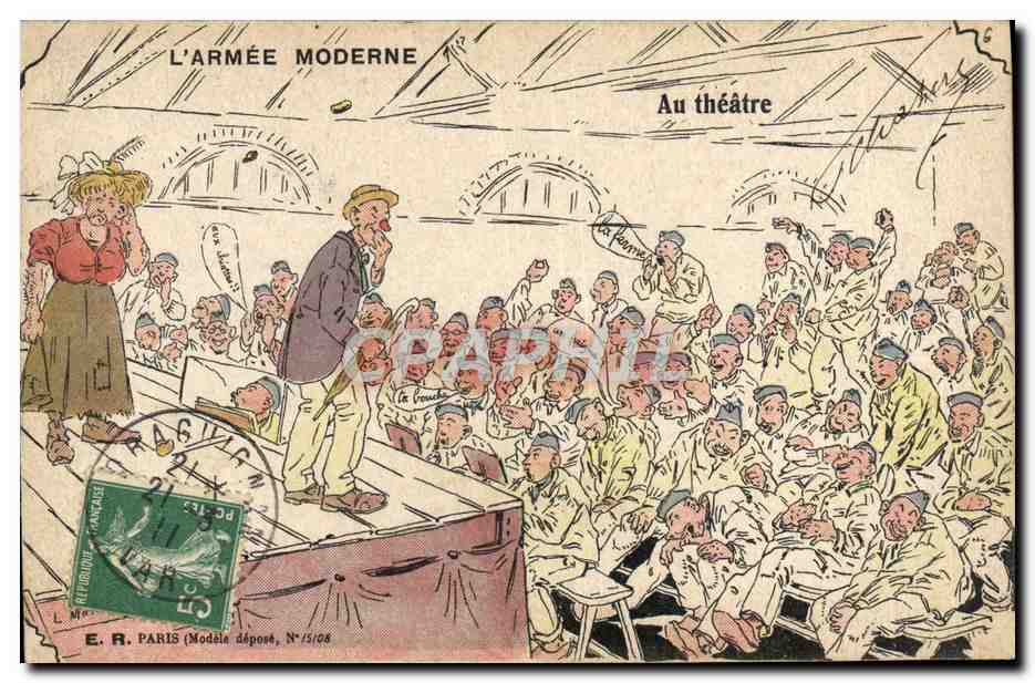 L'ARMÉE MODERNE — Au théâtre — E.R. PARIS (Modèle déposé, N°15/08)