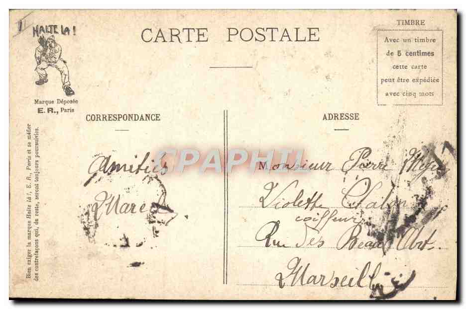 Autour du poêle de la chambrée — Scènes militaires — E. R. Paris, N° 679 — Reverso