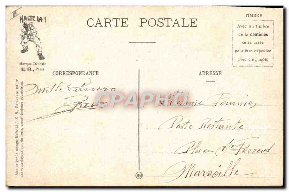 Soldats en exercice — La Vie Militaire — E.R., Paris, Modèle déposé n° 14877 — Reverso