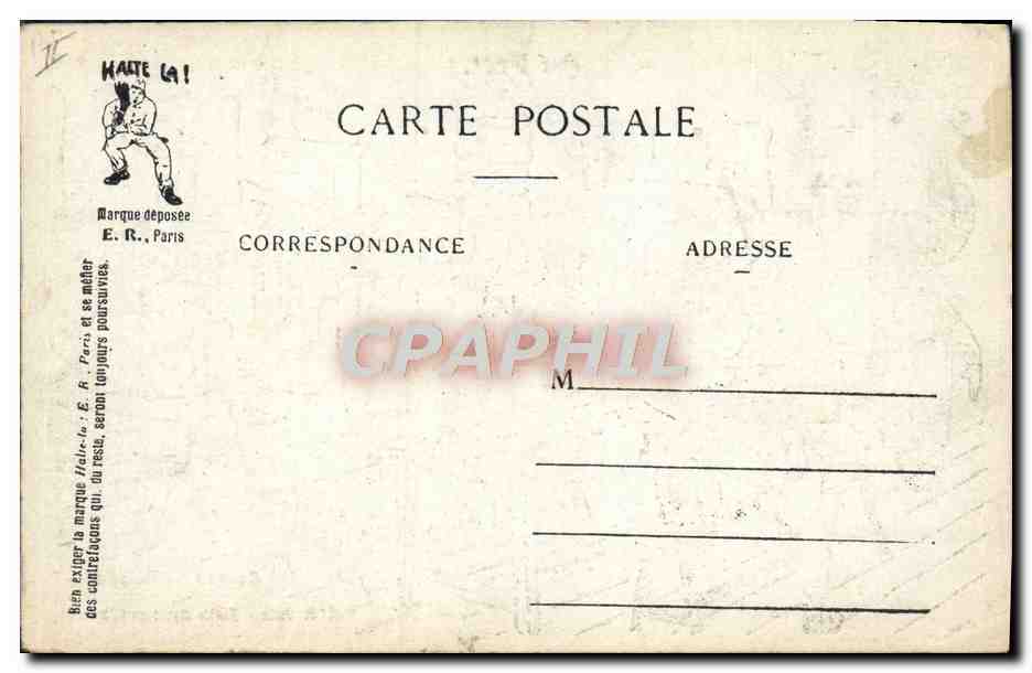 Au Prêt. — Scènes Militaires — E.R. Paris, Modèle déposé n° 679 — Reverso