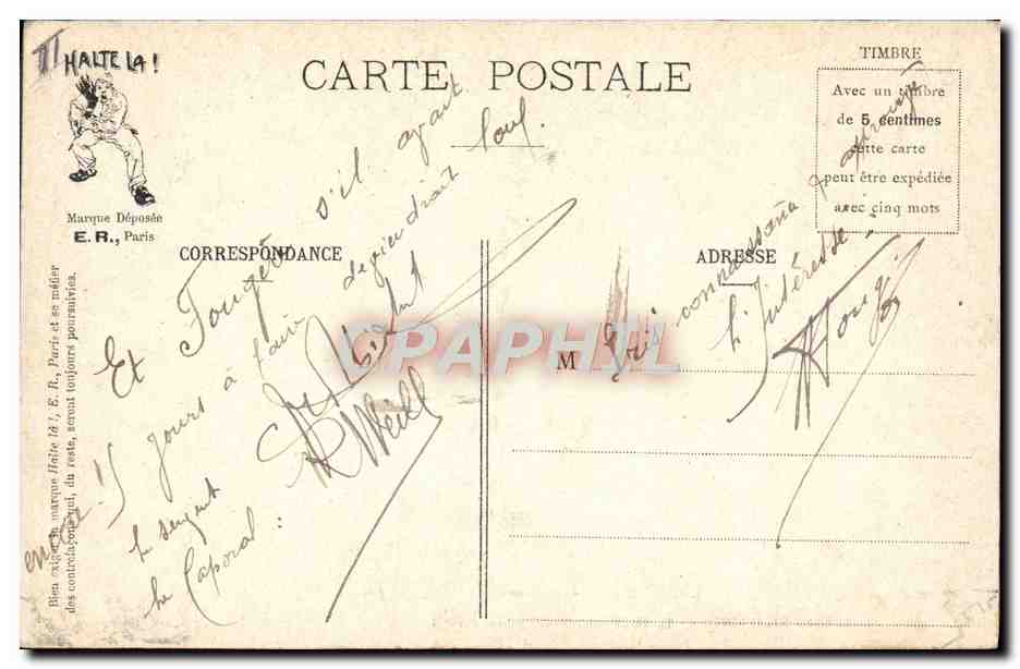 Scènes militaires — E.R., Paris — Modèle déposé n° 14877 — Reverso