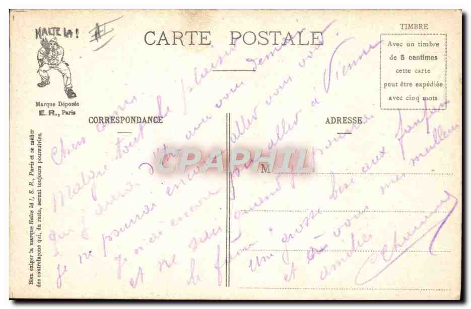 L'ARMÉE MODERNE — A la salle de repos — E.R. PARIS (Modèle déposé, N°2109) — Reverso