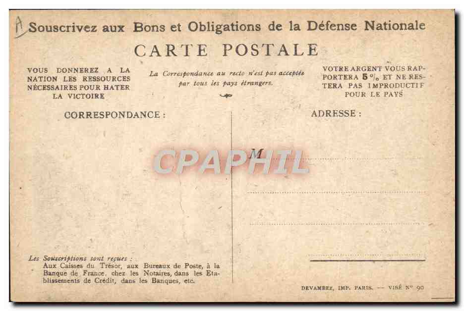 CPA Militaria Bons de la Defense Nationale  — Rückseite