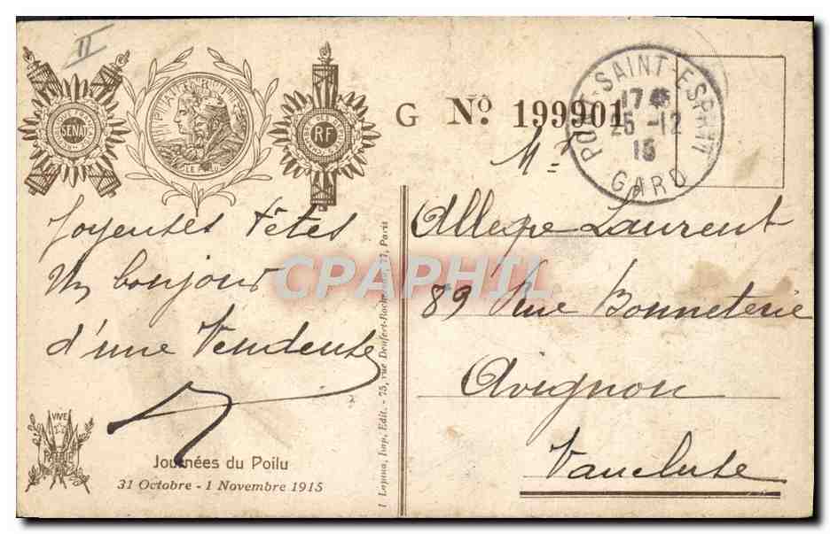 CPA Militaria La journee du poilu — Verso
